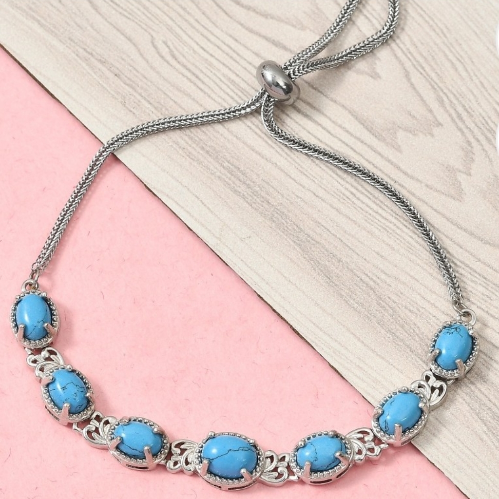 New Blue Howlite Bolo Bracelet